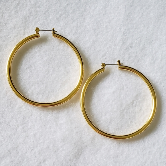 2" Yellow Gold Hoops - Picture 2 of 6